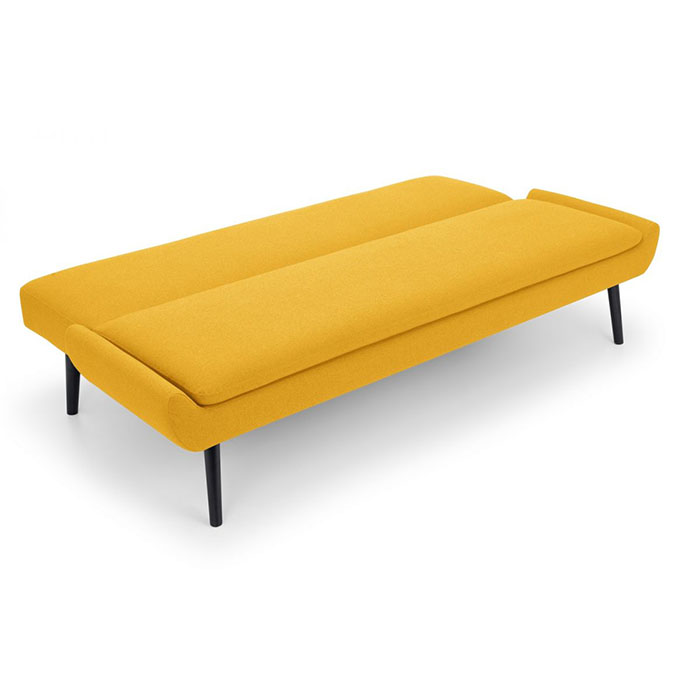 Gaudi Curled Base Sofabed In Mustard Fabric - Click Image to Close